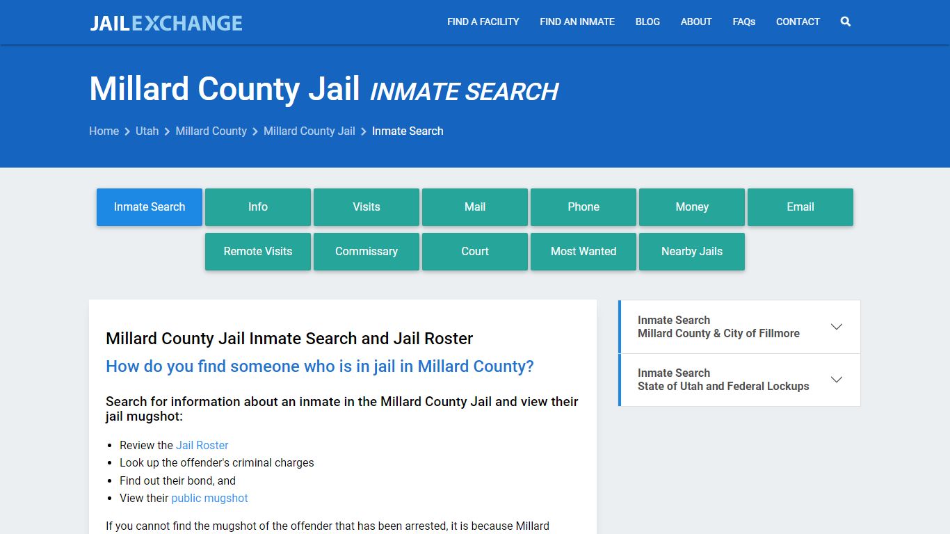 Inmate Search: Roster & Mugshots - Millard County Jail, UT
