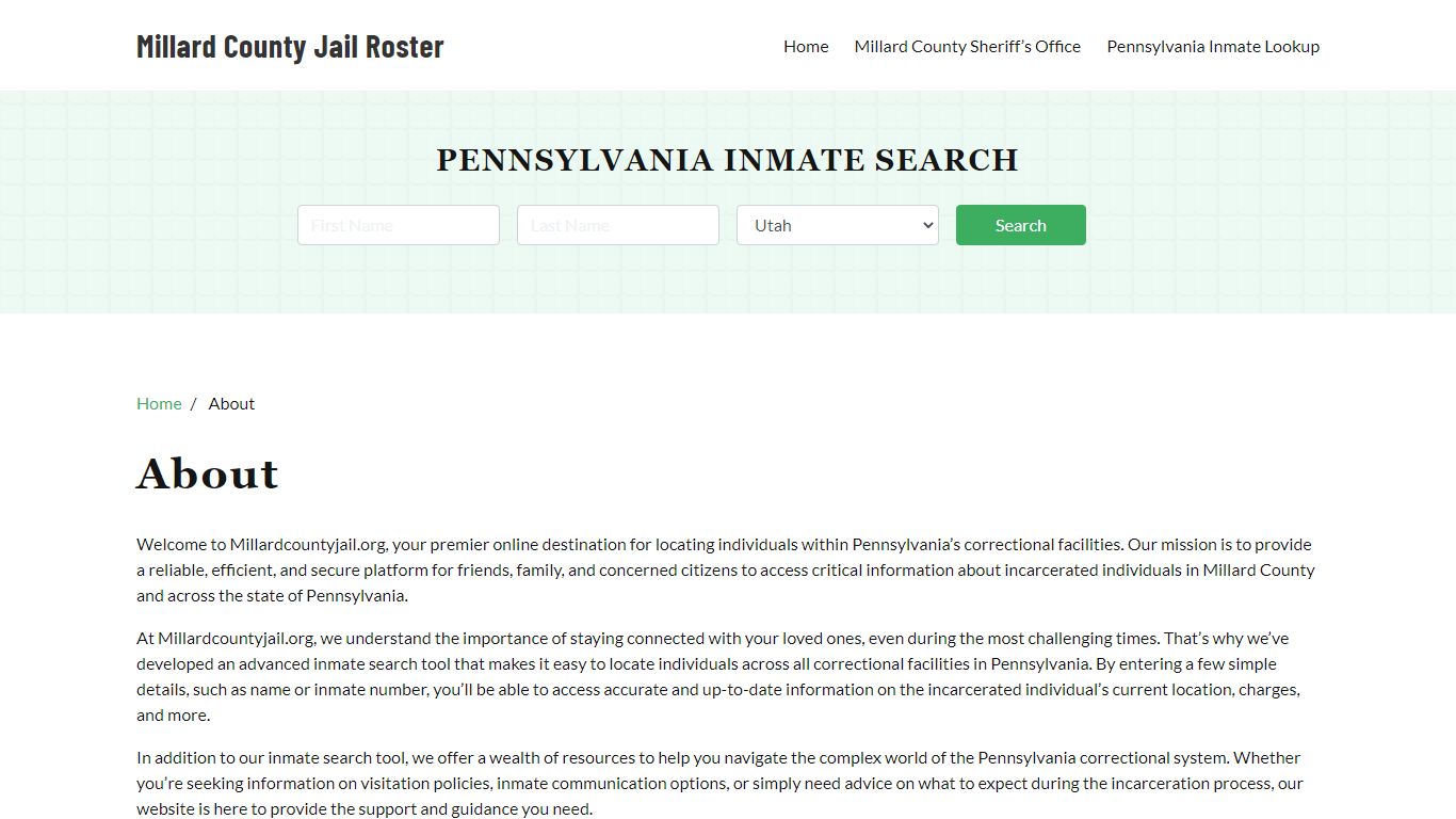 Pennsylvania Inmate Search - millardcountyjail.org